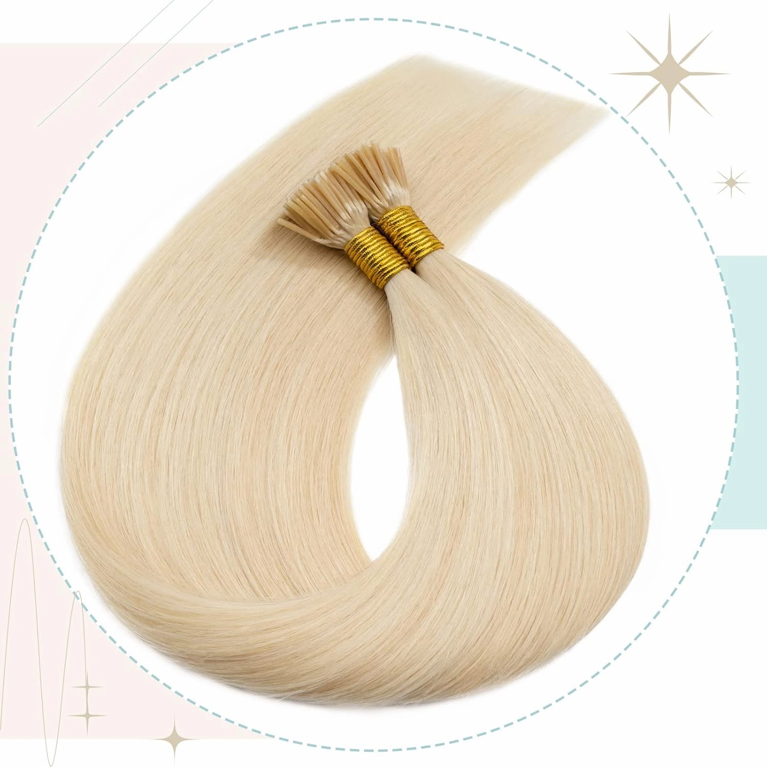 S-noilite Pre Bonded I Tip Hair Extensions Human Hair 100Strands 50Gram Cold Fusion Hair Stick Tip Remy Human Hair Piece Italian Keratin Glue K Tip 16 Inch #613 Bleach Blonde