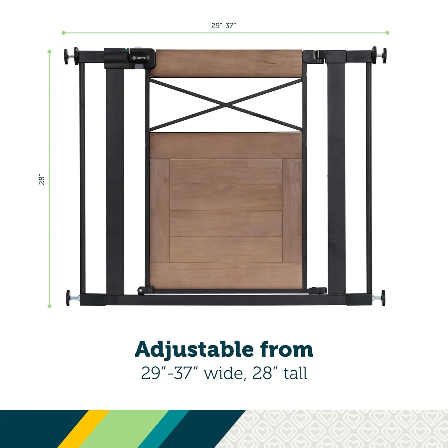 Safety 1st Adjustable Baby Gate for Doorways, Modern Farmhouse Style Gates for Pets, Toddlers, Babies, Children, Wood