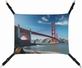 San Francisco Golden Gate Bridge Hanging Cat Bed Soft Breathable Pet Hammock for Cage Pet Sleeper for Kitten Ferret Puppy Rabbit