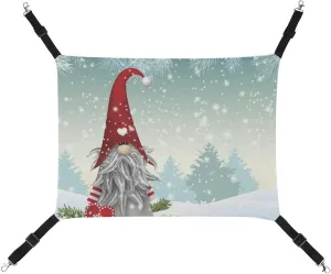 Santa Scandinavian Snowflake Cat Hanging Hammock Soft Breathable Pet Cage Dog Hammock with Adjustable Straps and Metal Hooks