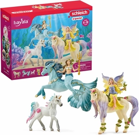 Schleich Bayala - 7 PC Mermaid, Unicorn and Fairy Toy Starter Set for Girls and Boys - Cute Fairies and Unicorn Figures with Accessories - Fantasy Figurine Animal Playset for Kids Ages 5  - 72178