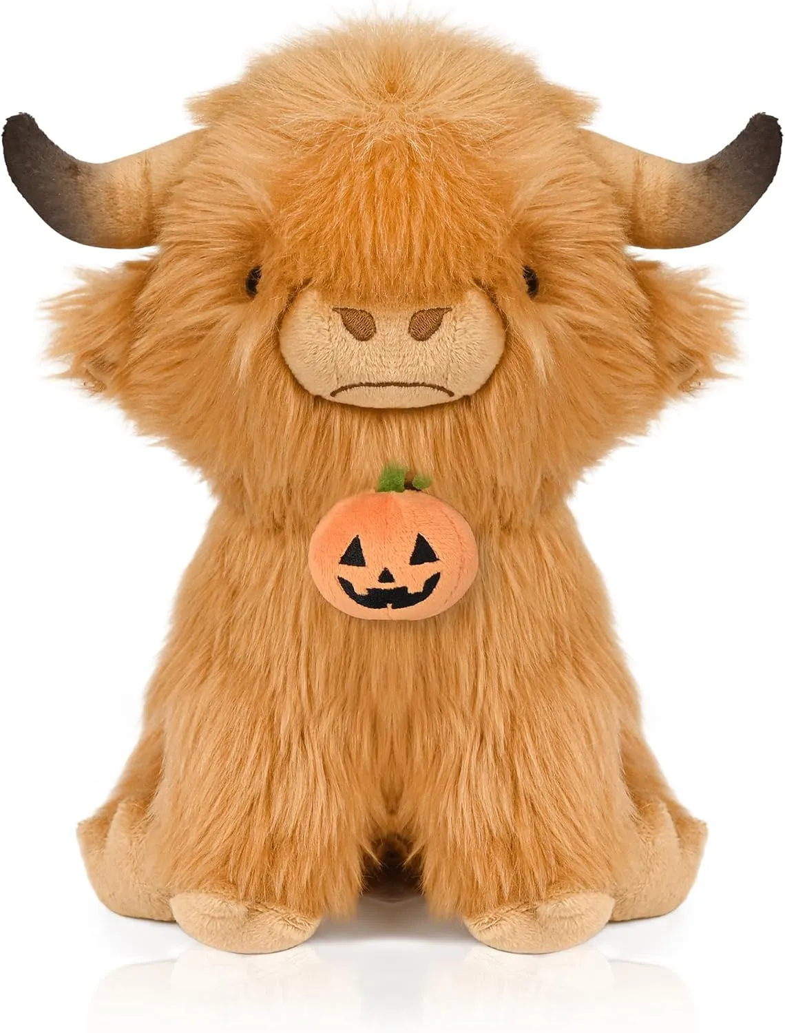 Scottish Highland Cow Stuffed Animal, Realistic Stuffed Cattle Plushie, Plush Toy, 23cm/Brown (Halloween)