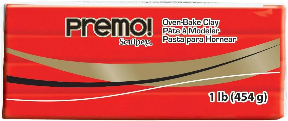 Sculpey Premo™ Polymer Oven-Bake Clay, Cadmium Red Hue, Non Toxic, 1 lb. bar, Great for jewelry making, holiday, DIY, mixed media and more. Premium clay perfect for clayers and artists.