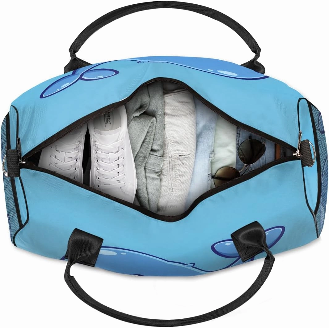 Sea Fish Whales Travel Duffle Bag for Women Men Foldable Waterproof Weekender Bag Carry on Tote for Overnight Sports Gym Cute Whales