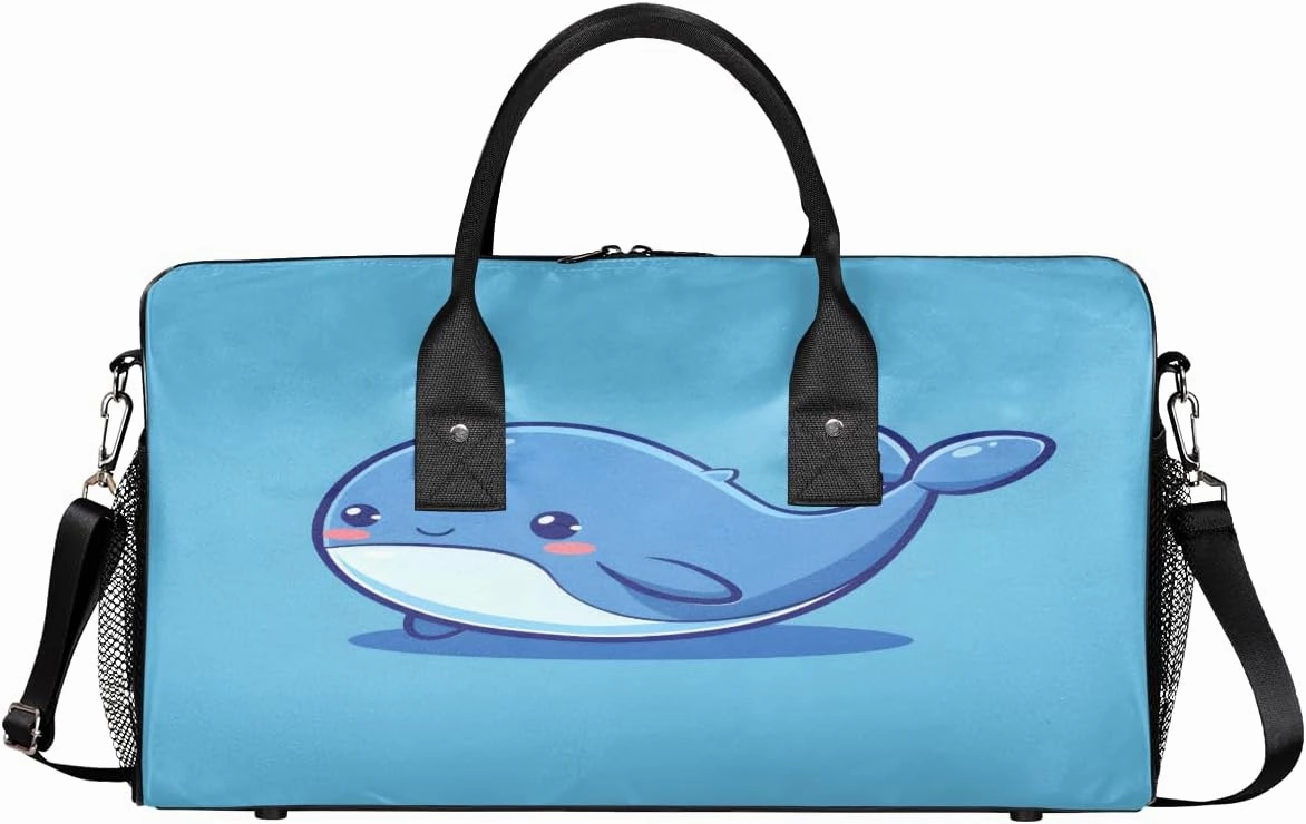 Sea Fish Whales Travel Duffle Bag for Women Men Foldable Waterproof Weekender Bag Carry on Tote for Overnight Sports Gym Cute Whales