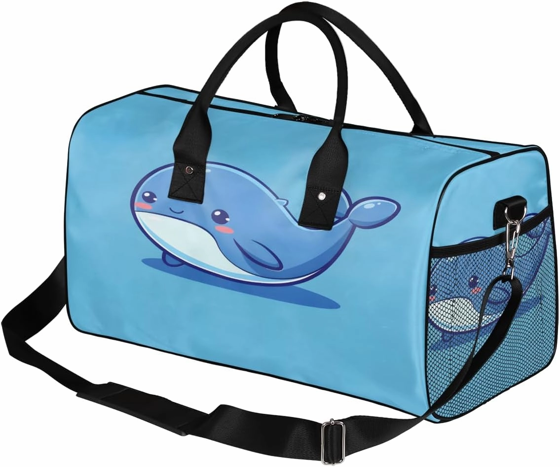 Sea Fish Whales Travel Duffle Bag for Women Men Foldable Waterproof Weekender Bag Carry on Tote for Overnight Sports Gym Cute Whales