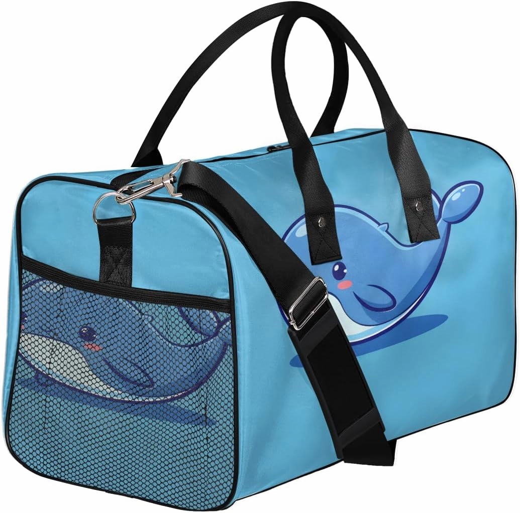 Sea Fish Whales Travel Duffle Bag for Women Men Foldable Waterproof Weekender Bag Carry on Tote for Overnight Sports Gym Cute Whales