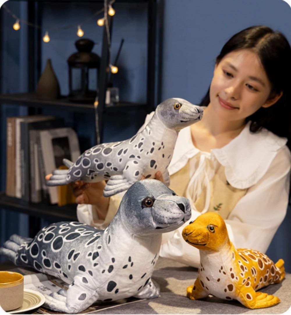 Seal Stuffed Animal，Soft, Cute and Cuddly Seal Pillow Cushion Plush Toy，Suitable for Birthday, Party, Christmas Best Gift for Family and Friends. 1 Piece (Grey 23.8inch)