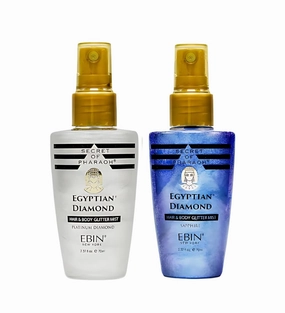 Secret of Pharaoh Egyptian Diamond Glitter Mist Spray 2.37 Oz – Platinum Diamond Bundle with Sapphire Mist by EBIN NEW YORK – Lightweight Shimmer Hairspray & Body Glitter Spray – Gift Set (2 Items)
