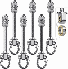SELEWARE Heavy Duty Bearing Swing Hangers, 6 Pack Stainless Steel Hooks for Wood and Steel Beam, Sets Hardware for Hammock, Yoga, Porch, Heavy Bag, 7" x M2/5", 1500LB Capacity