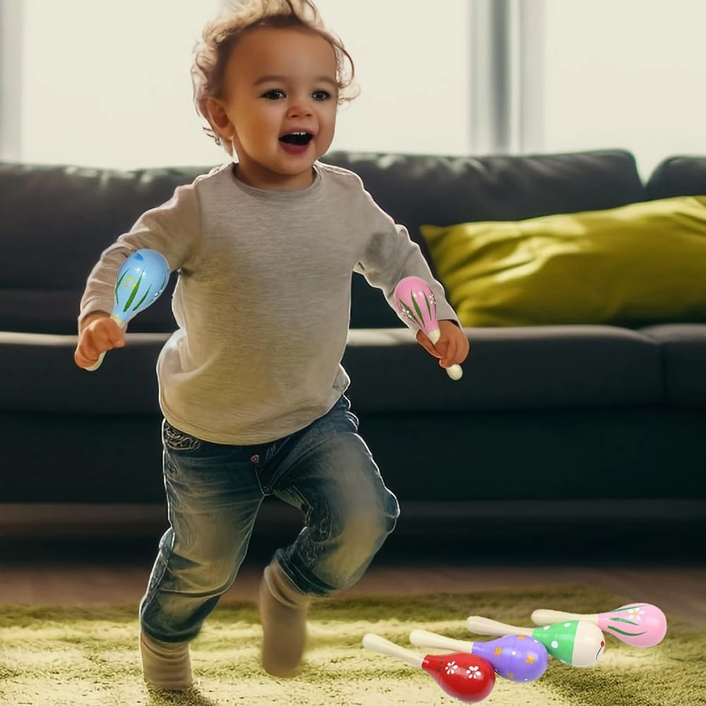 Sensory 20 Pack Kids Colorful Mini Wooden Maracas, Festival Rattles Egg Shaker Noisemaker Party Favors, Baby Shaker Sand Hammer Mexican Theme Birthday Musical Instruments Hand Percussion Toy