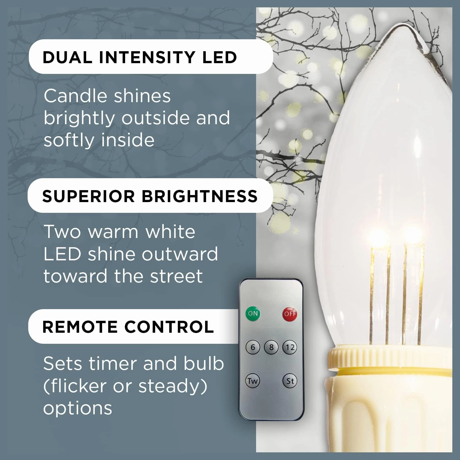 Set of 4 Battery Operated Window Candles with Remote Control - (Antique Bronze)