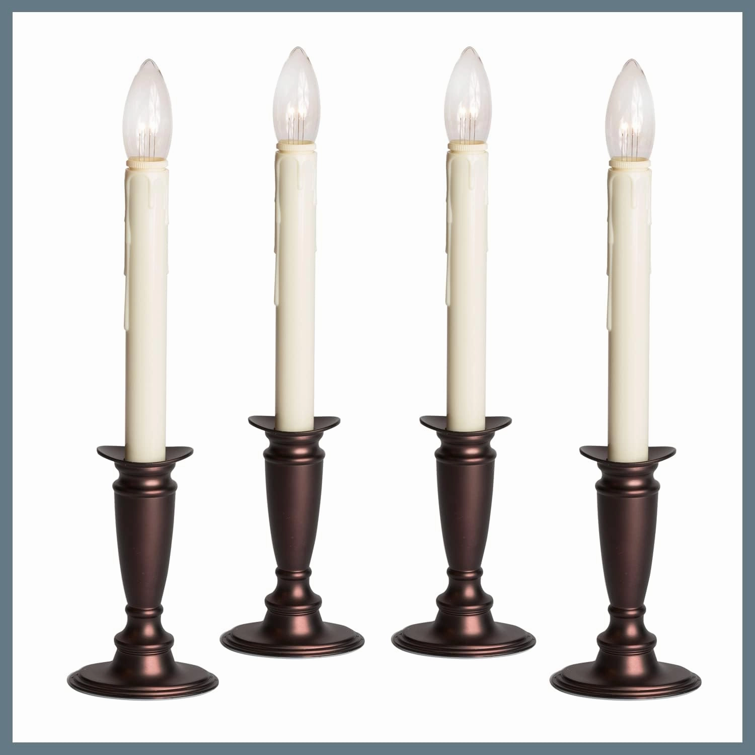 Set of 4 Battery Operated Window Candles with Remote Control - (Antique Bronze)