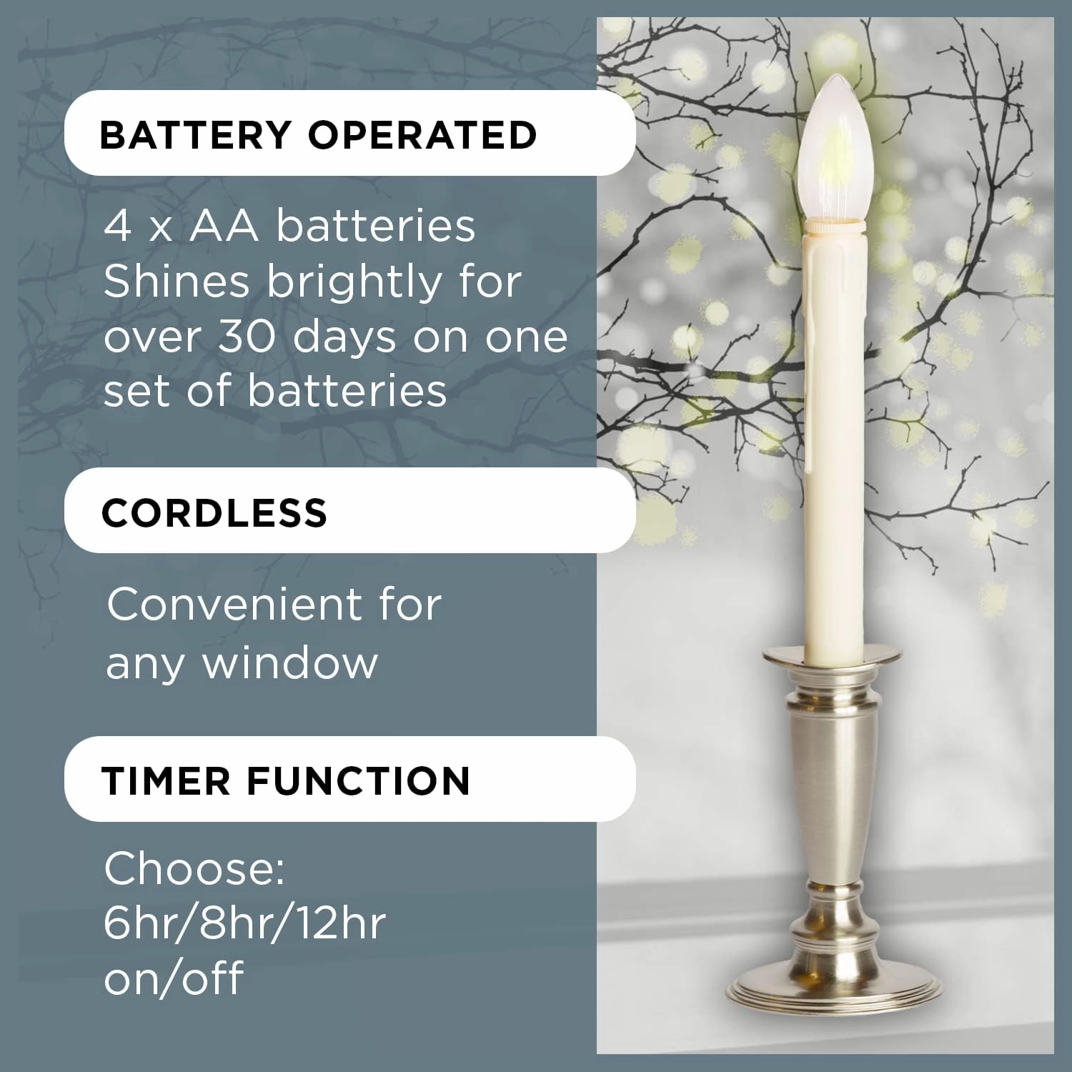 Set of 4 Battery Operated Window Candles with Remote Control - (Antique Bronze)