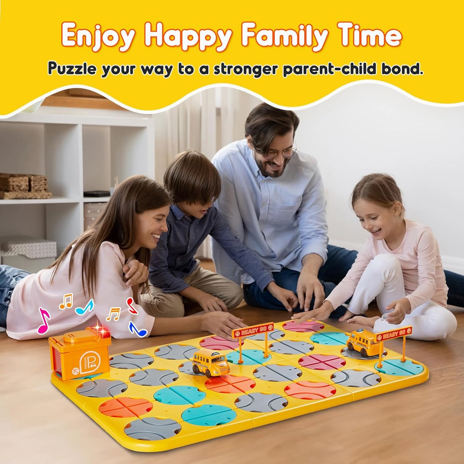 SGILE 24 PCS STEM Road Builder Puzzles for Kids 3 , Toddler Brain Teaser Maze Board Game Play Set with Cute Car Light Traffic, Interactive Toys for Boys Girls 3 4 5 6 7 Year Old Gift(Engineer vehicle)
