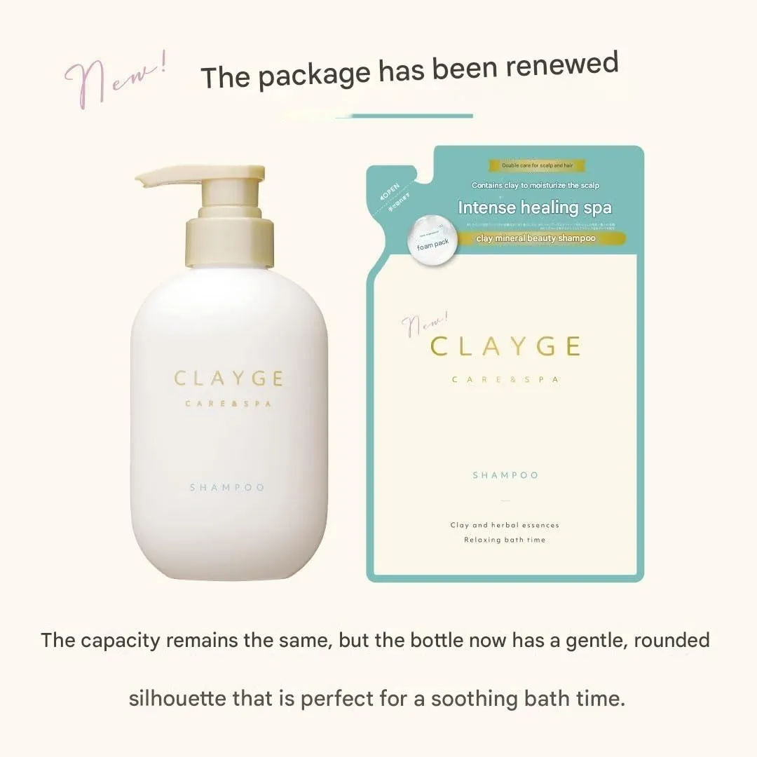 Shampoo & Conditioner Refill Set, Clay-Based Moisture Hair Treatment, 13.5 fl oz / 400ml Each, 2-Pack Eco-Friendly Pouches, Made in Japan
