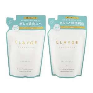 Shampoo & Conditioner Refill Set, Clay-Based Moisture Hair Treatment, 13.5 fl oz / 400ml Each, 2-Pack Eco-Friendly Pouches, Made in Japan