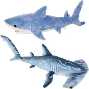 Shark Stuffed Animal Set | 24" Blueprinted Hammerhead & 20" Mako | Ocean Life Plush Toy, Ideal for Play & Cuddling | Soft, Comfy, Realistic Look, Made of Quality Materials Great for Kids & Toddlers
