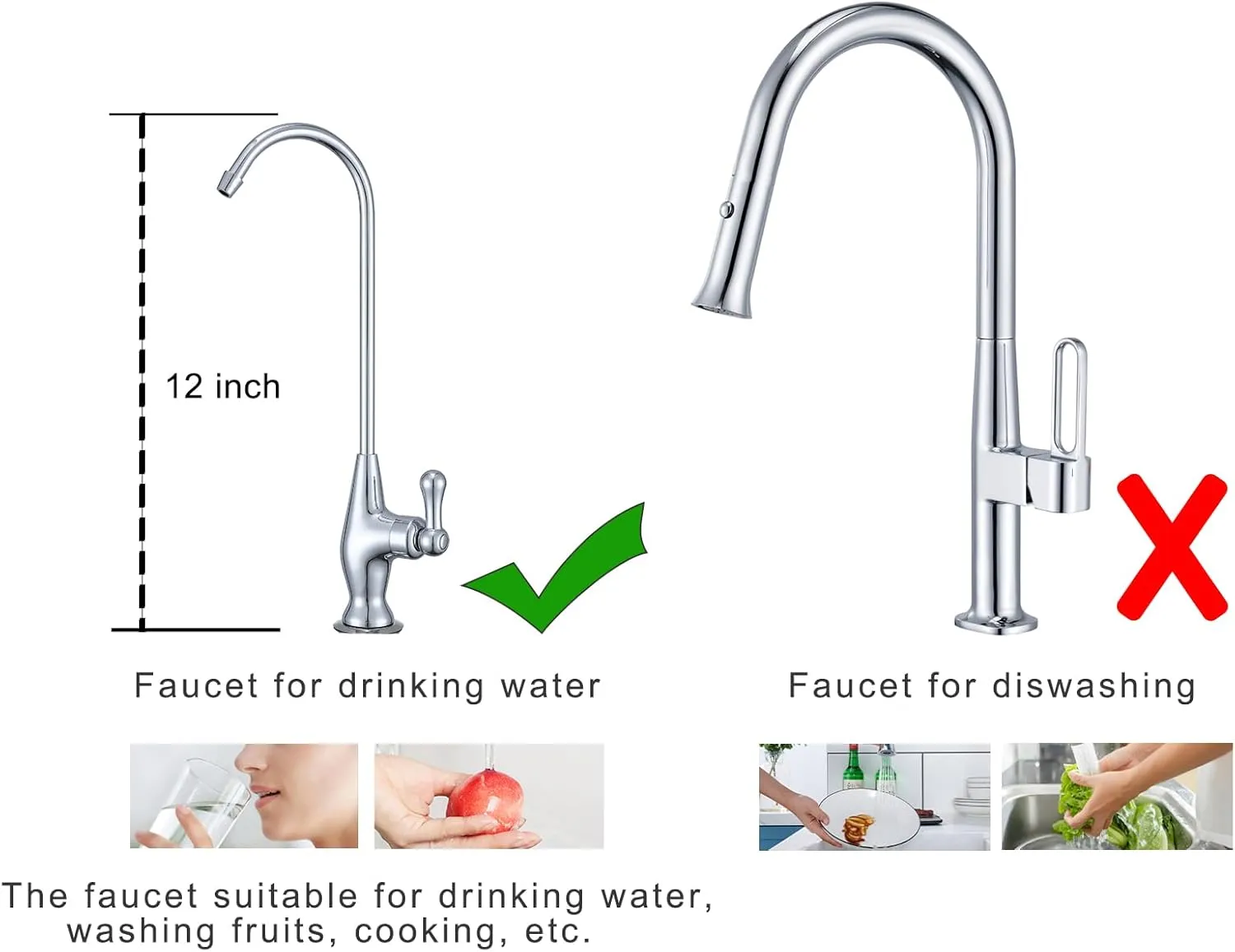 Shiny Golden Kitchen Water Filter Faucet RO Faucet for Most Reverse Osmosis Units or Water Filtration System in Non-Air Gap