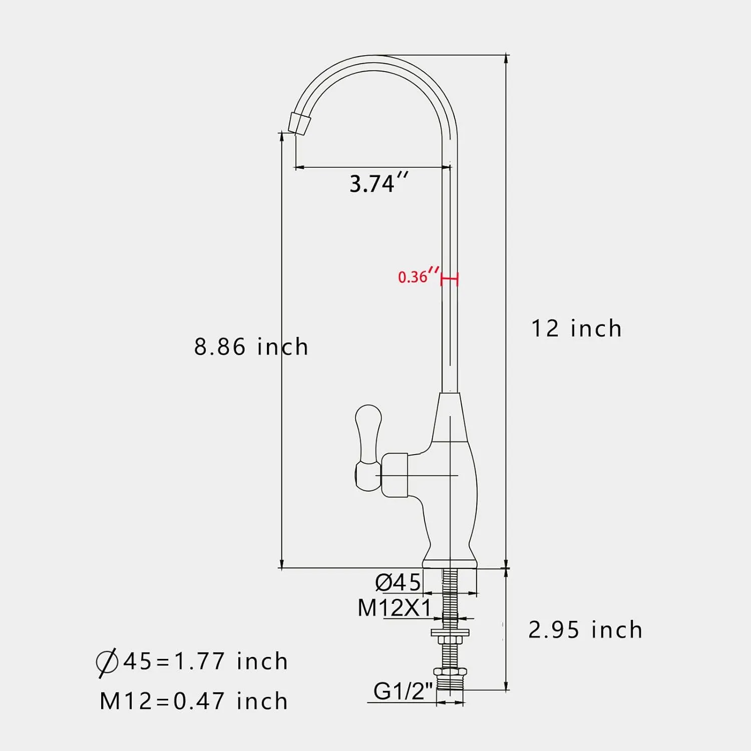 Shiny Golden Kitchen Water Filter Faucet RO Faucet for Most Reverse Osmosis Units or Water Filtration System in Non-Air Gap
