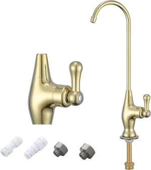 Shiny Golden Kitchen Water Filter Faucet RO Faucet for Most Reverse Osmosis Units or Water Filtration System in Non-Air Gap