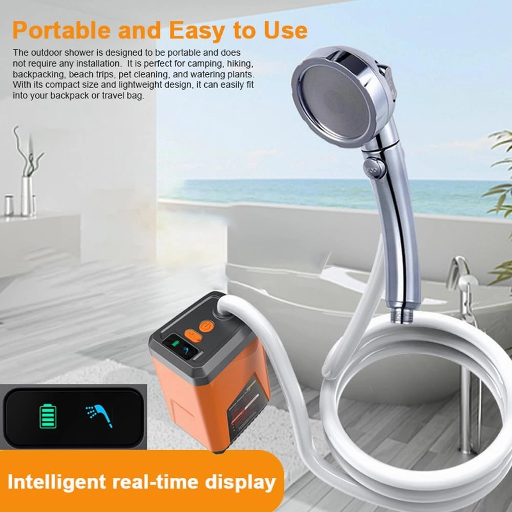 Shower Head Portable Camping Shower Outdoor Electric Shower Pump Reable Battery Powered Shower Waterproof Support 3 Water Modes for Camping Hiking Backpacking Travel Beach Pet Watering