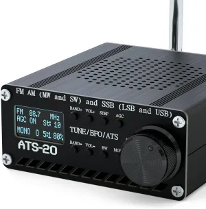 SI4732 All Band Full Frequency Radio Receiver, FM AM (MW and SW) SSB (LSB and USB) with Speaker, Antenna, Battery, Black