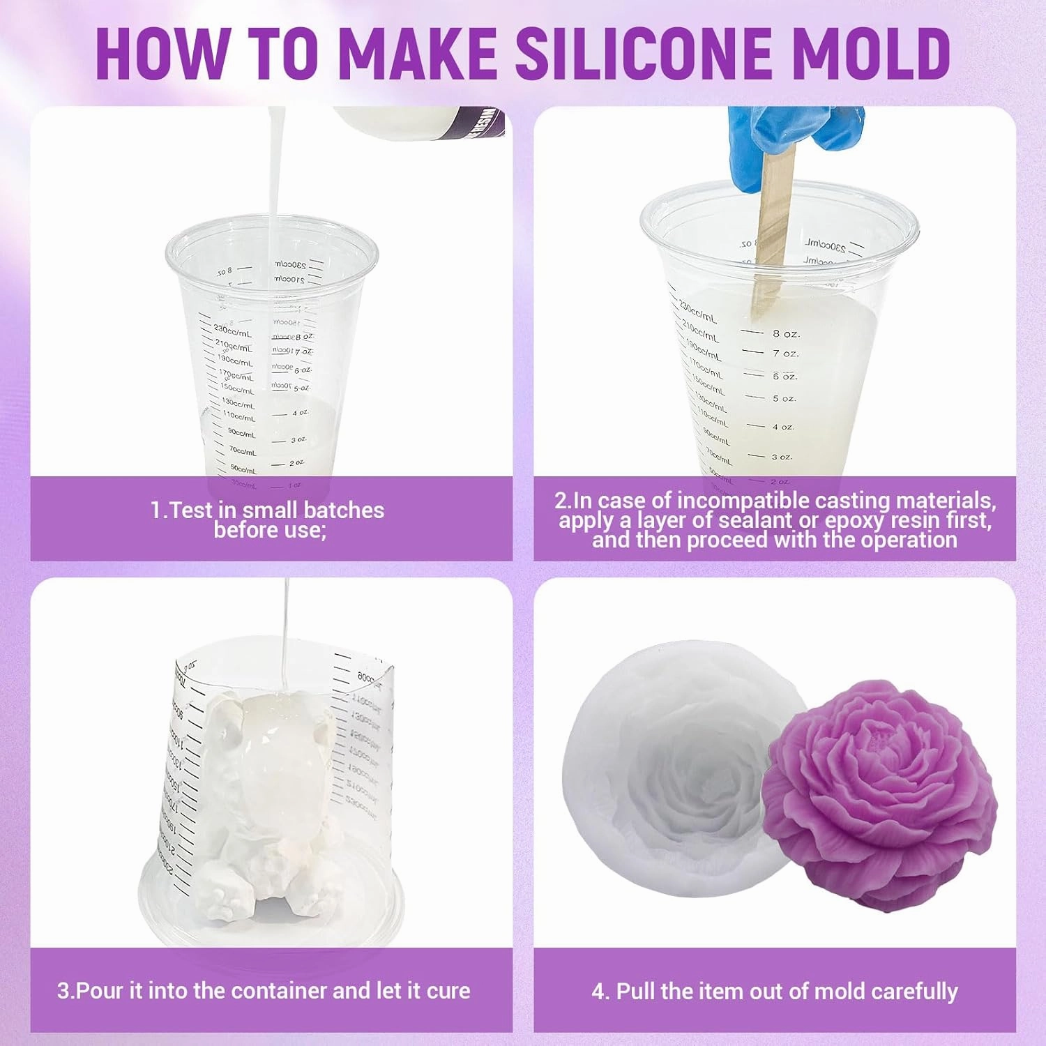 Silicone Mold Making Kit,66oz Platinum Silicone Rubber,15A Liquid Silicone Mixing Ratio 1:1 for Casting Resin Molds and DIY Jewelry Molds