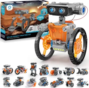 Sillbird STEM 15-in-1 Solar Robots Toys for Boys Age 8-13, Solar or Battery Dual Power Drive DIY Building Science Education Kits, Birthday Gifts for Boys and Girls Aged 8 9 10 11 12 13 14 Years Old