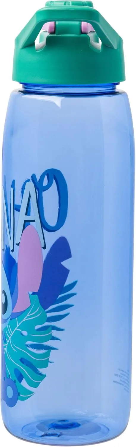 Silver Buffalo Disney Lilo and Stitch Ohana Cute Stitch Water Bottle with Screw-On Lid, 28 Ounces