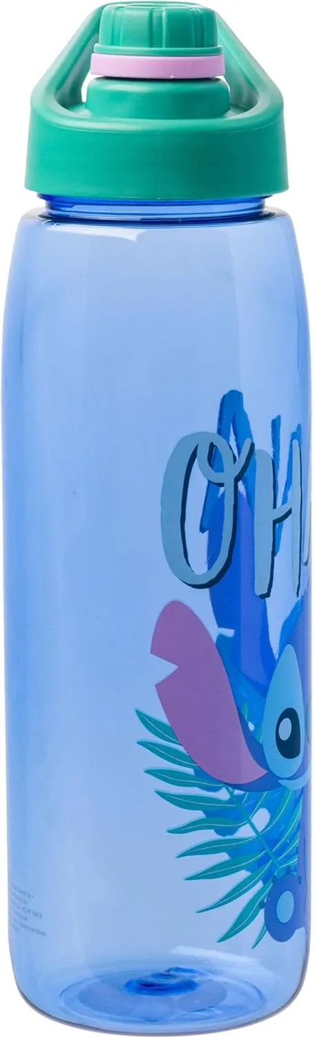 Silver Buffalo Disney Lilo and Stitch Ohana Cute Stitch Water Bottle with Screw-On Lid, 28 Ounces