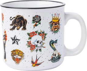 Silver Buffalo Ed Hardy Icons Ceramic Camper Mug, 20 Ounces