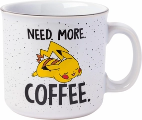 Silver Buffalo Pokemon Pikachu Need More Coffee Ceramic Camper Mug, 20 Ounces