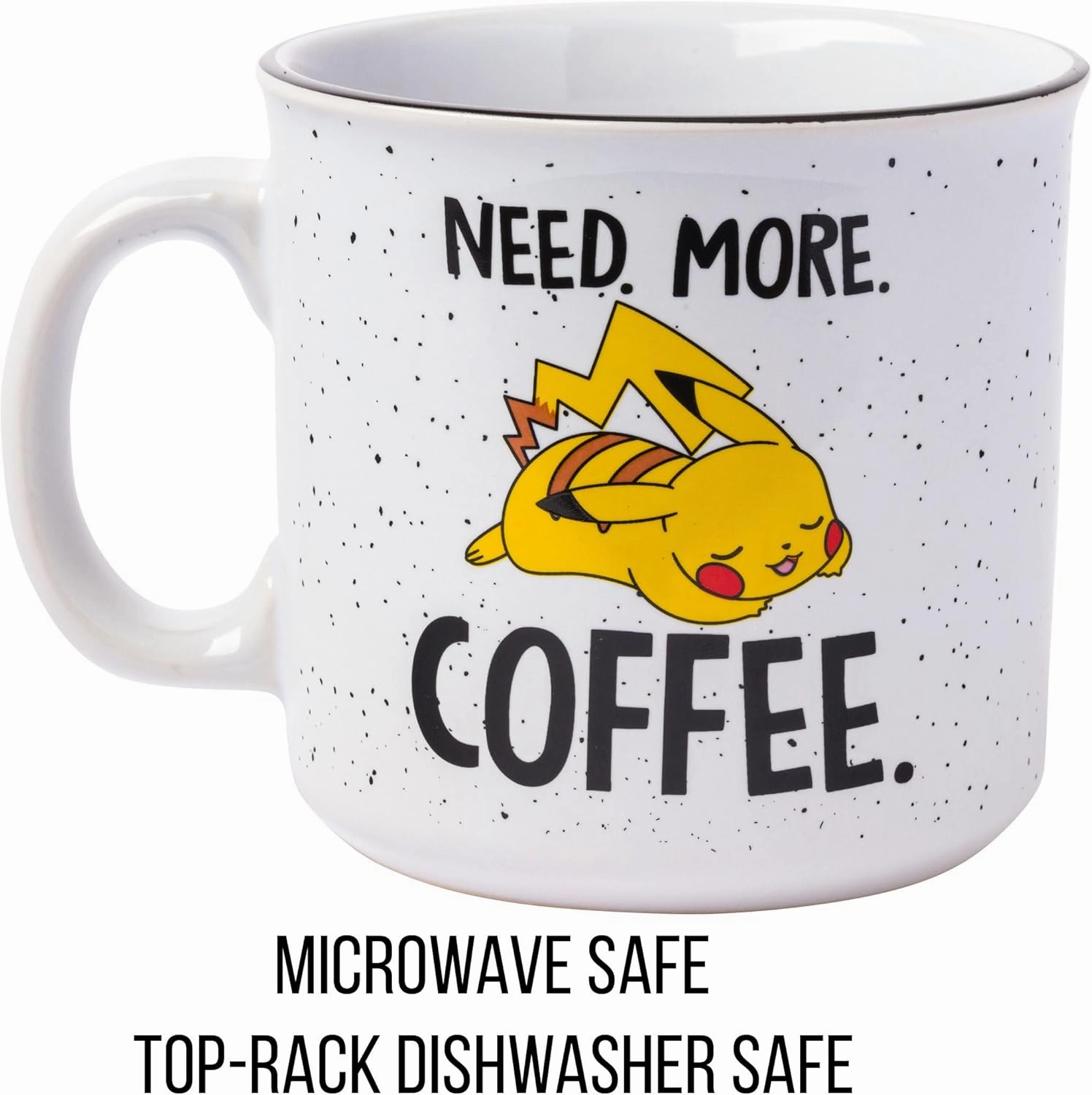 Silver Buffalo Pokemon Pikachu Need More Coffee Ceramic Camper Mug, 20 Ounces