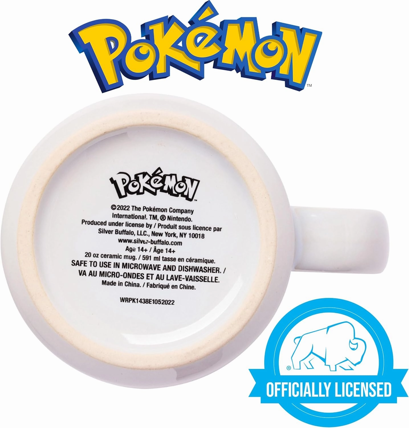 Silver Buffalo Pokemon Pikachu Need More Coffee Ceramic Camper Mug, 20 Ounces