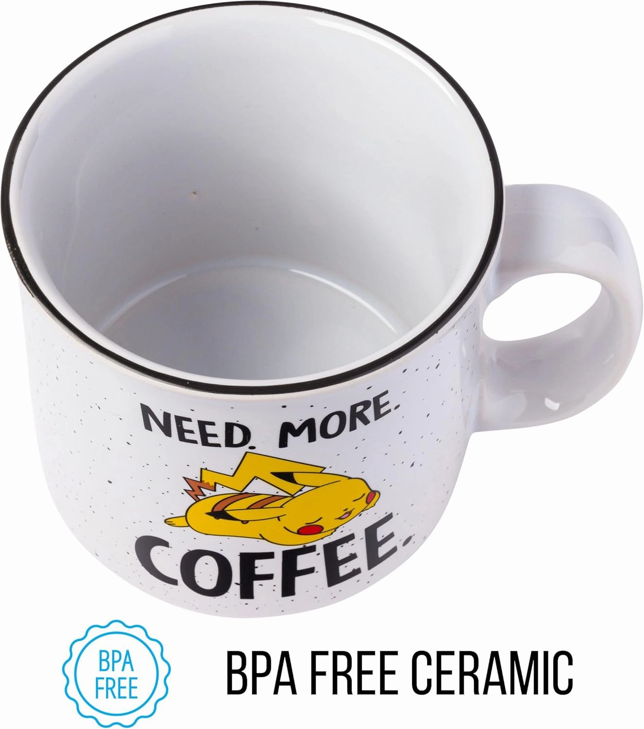 Silver Buffalo Pokemon Pikachu Need More Coffee Ceramic Camper Mug, 20 Ounces