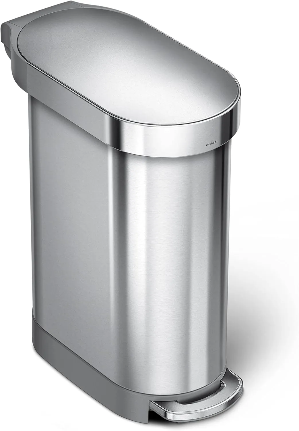 simplehuman 45 Liter / 12 Gallon Slim Hands-Free Kitchen Step Trash Can, Brushed Stainless Steel