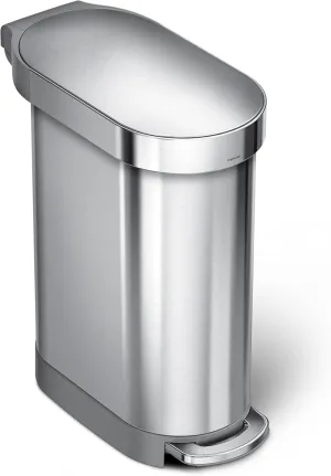 simplehuman 45 Liter / 12 Gallon Slim Hands-Free Kitchen Step Trash Can, Brushed Stainless Steel