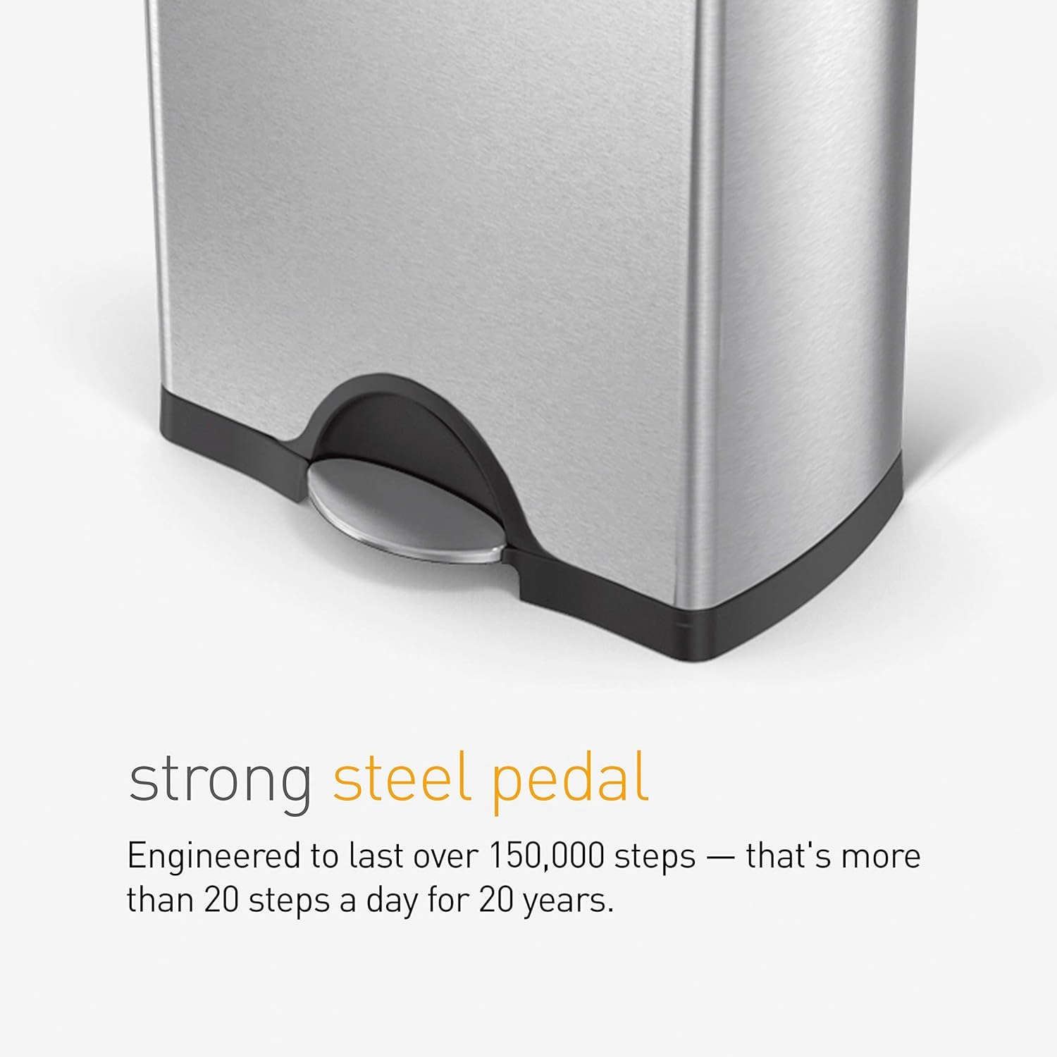 simplehuman Rectangular Dual Compartment Recycling Kitchen Step Trash Can, 46 Liter, Brushed Stainless Steel