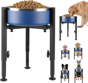 Single Dog Bowl Stand,Tall Dog Food Stand Adjustable Wide 7-11" Heights 14.5",Metal Elevated Dog Bowl Holder Raised Water Feeder for Medium,Large Dog(Bowl Not Included)