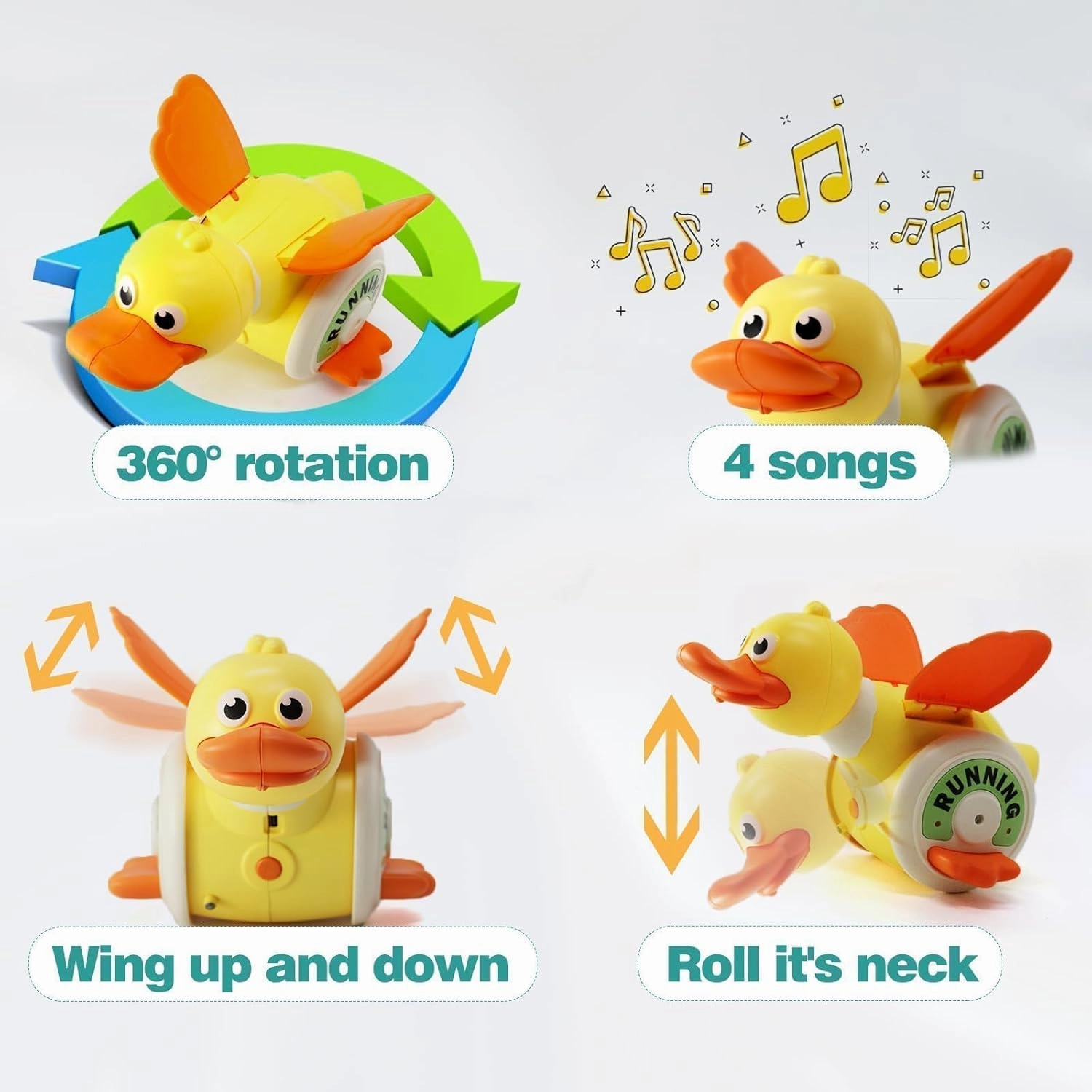 Sizobi Duck Toys for Toddlers 1-3, Tummy Time Crawling Toys for Babies 6-12 12-18 Months, Light Up Musical Dancing Walking Duck Learning for Infants Newborn 0-3-6 Months Boys&Girls