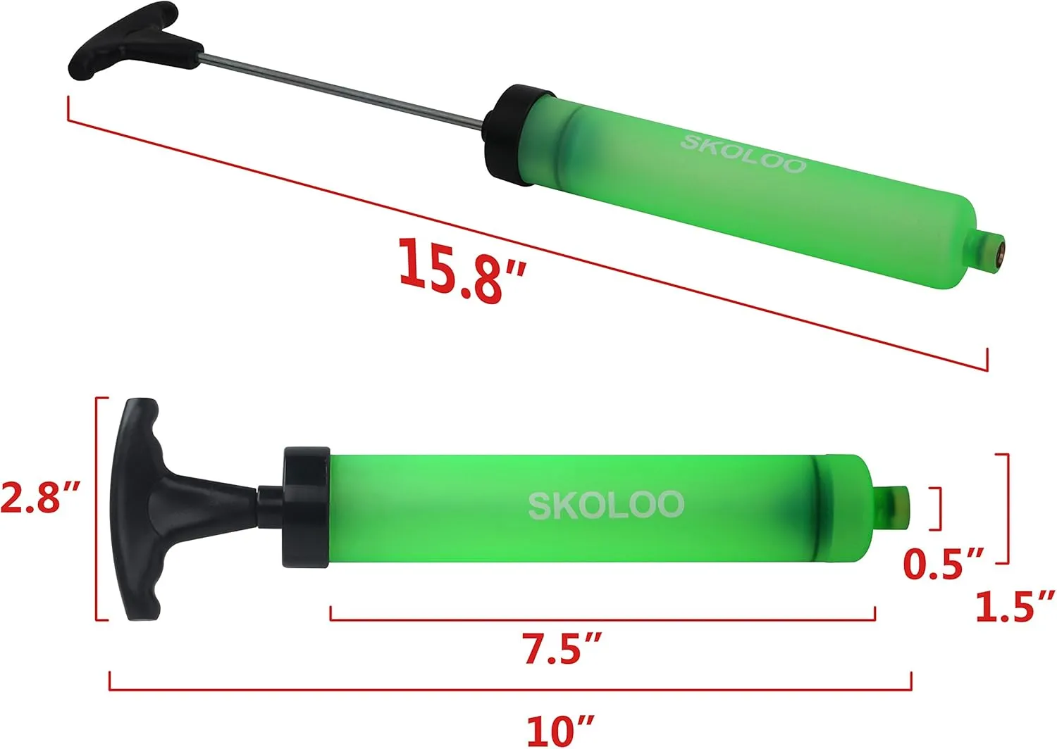 SKOLOO 10" Portable Hand Air Ball Pump Inflator Kit with Needle, Nozzle, Extension Hose for Soccer Basketball Football Volleyball Water Polo Rugby Exercise Sports Ball Balloon Swim Inflatables