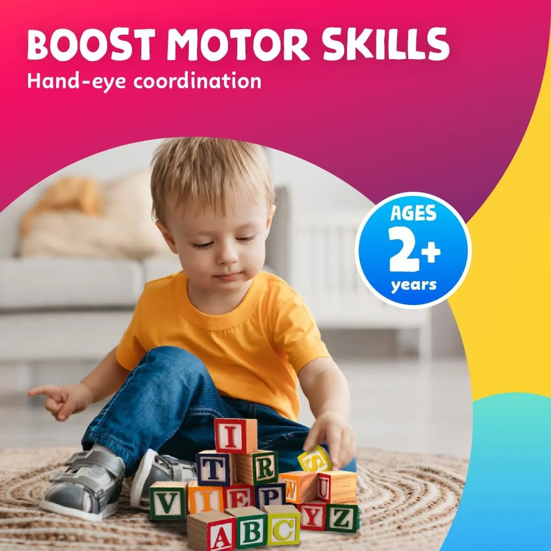 Skoolzy 30 PCS Baby Blocks - Small Wooden ABC Blocks for Toddlers 2-5 - Alphabet Learning & Building Toys