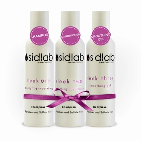 Sleek Shampoo and Conditioner Set with Straightening Gel for Sleek & Shiny Hair - Set of 3 Step Formula (2 Fl Oz)