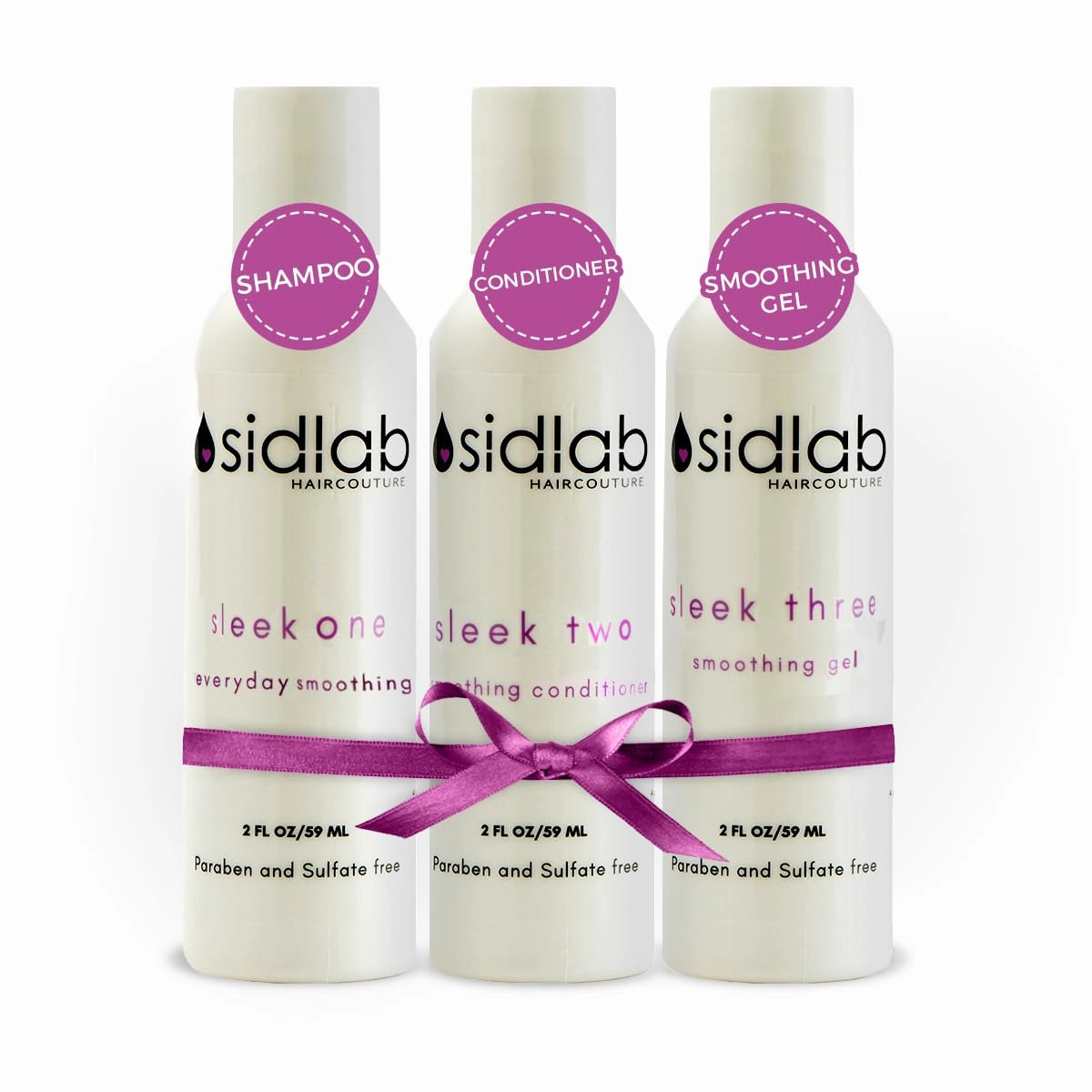 Sleek Shampoo and Conditioner Set with Straightening Gel for Sleek & Shiny Hair - Set of 3 Step Formula (2 Fl Oz)