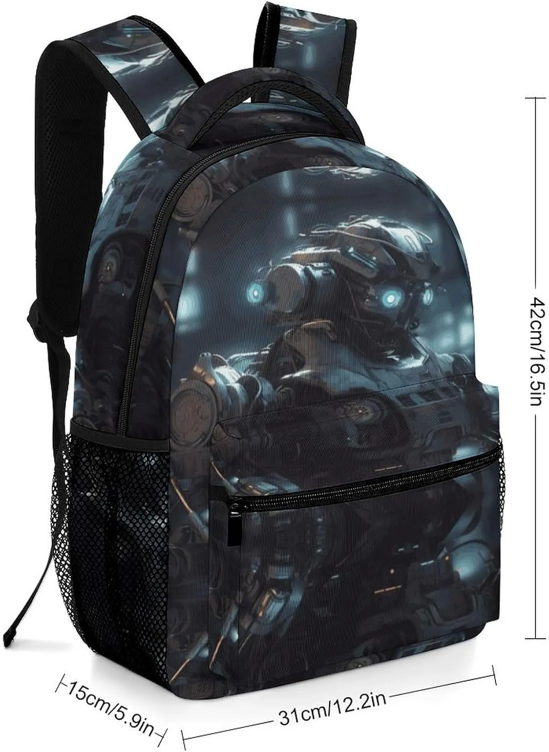 Small Backpacks Personalized Future Robot Printing Travel Bag Lightweight Travel Backpack For Women Men