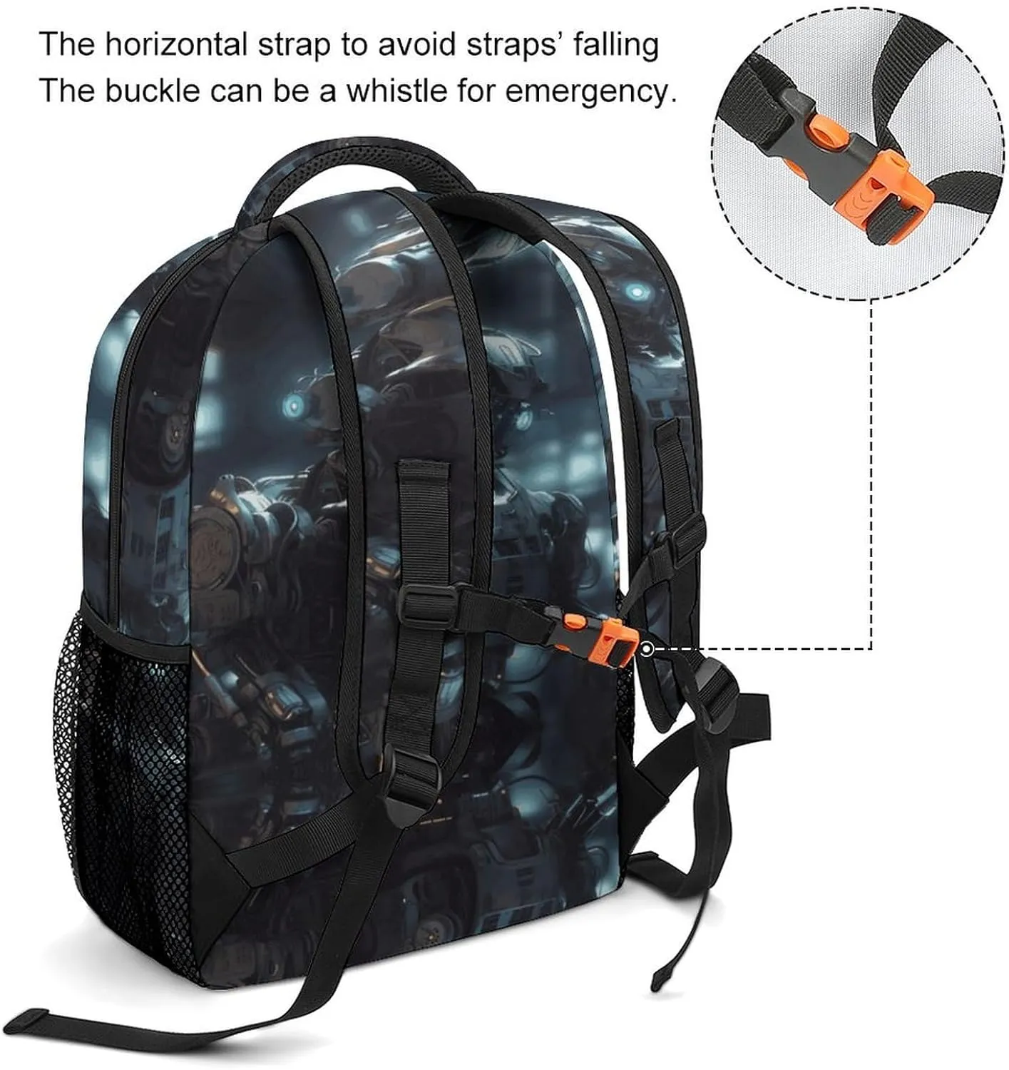Small Backpacks Personalized Future Robot Printing Travel Bag Lightweight Travel Backpack For Women Men