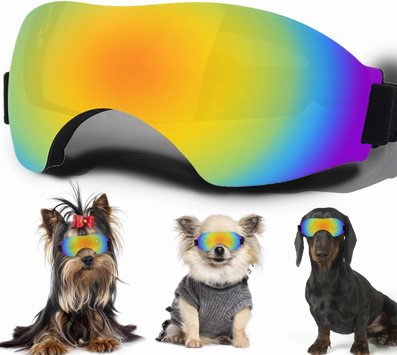Small Dog Sunglasses, Dog Goggles with Adjustable Strap UV Protection Winproof Snowproof Dog Puppy Sunglasses, Suitable for Small Dog Pet Glasses, Dogs Eyes Protection