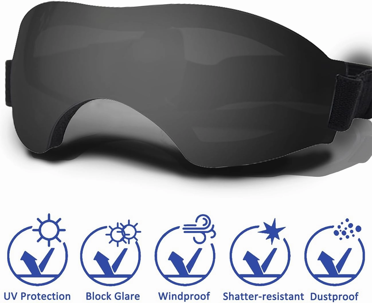 Small Dog Sunglasses, Dog Goggles with Adjustable Strap, UV Protection, Winproof, Snowproof