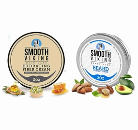 Smooth Viking Hydrating Fiber Cream for Styling and Beard Conditioner Leave in - Nourishing Mens Beard Softener with Essential Oils & Shea Butter
